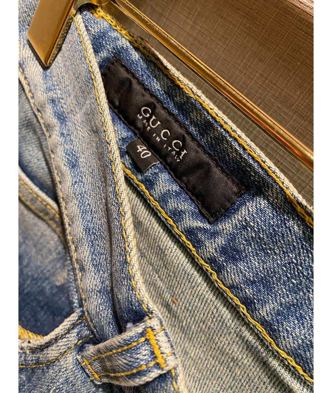 GUCCI Голубые хлопко-эластановые джинсы слим, фото 4