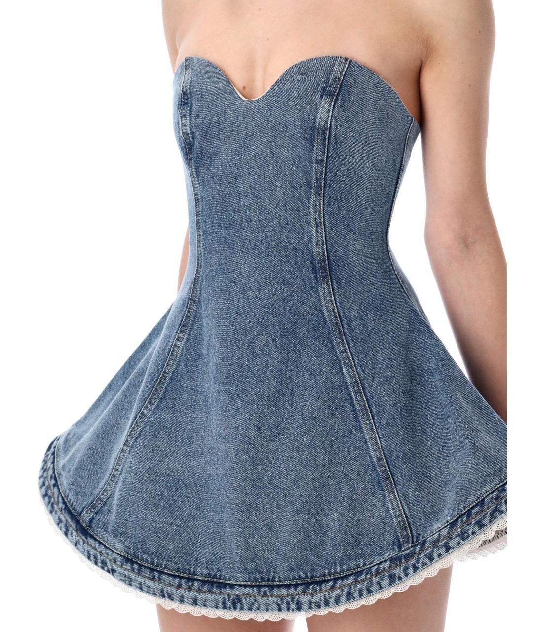 MAGDA BUTRYM Синее хлопковое коктейльное платье, фото 4