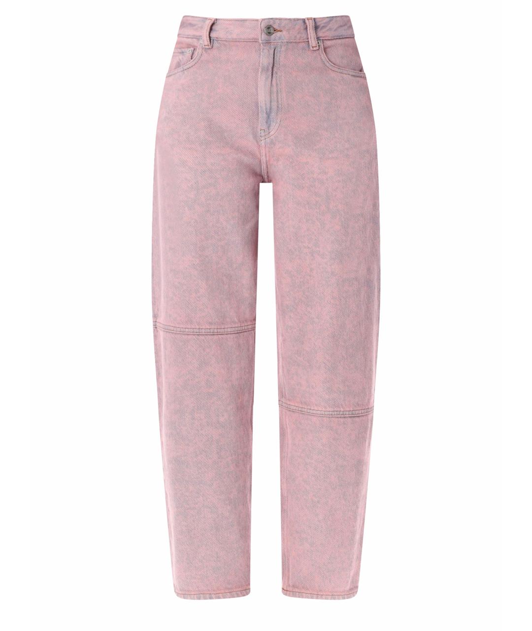 GANNI Розовые хлопковые прямые джинсы, фото 1