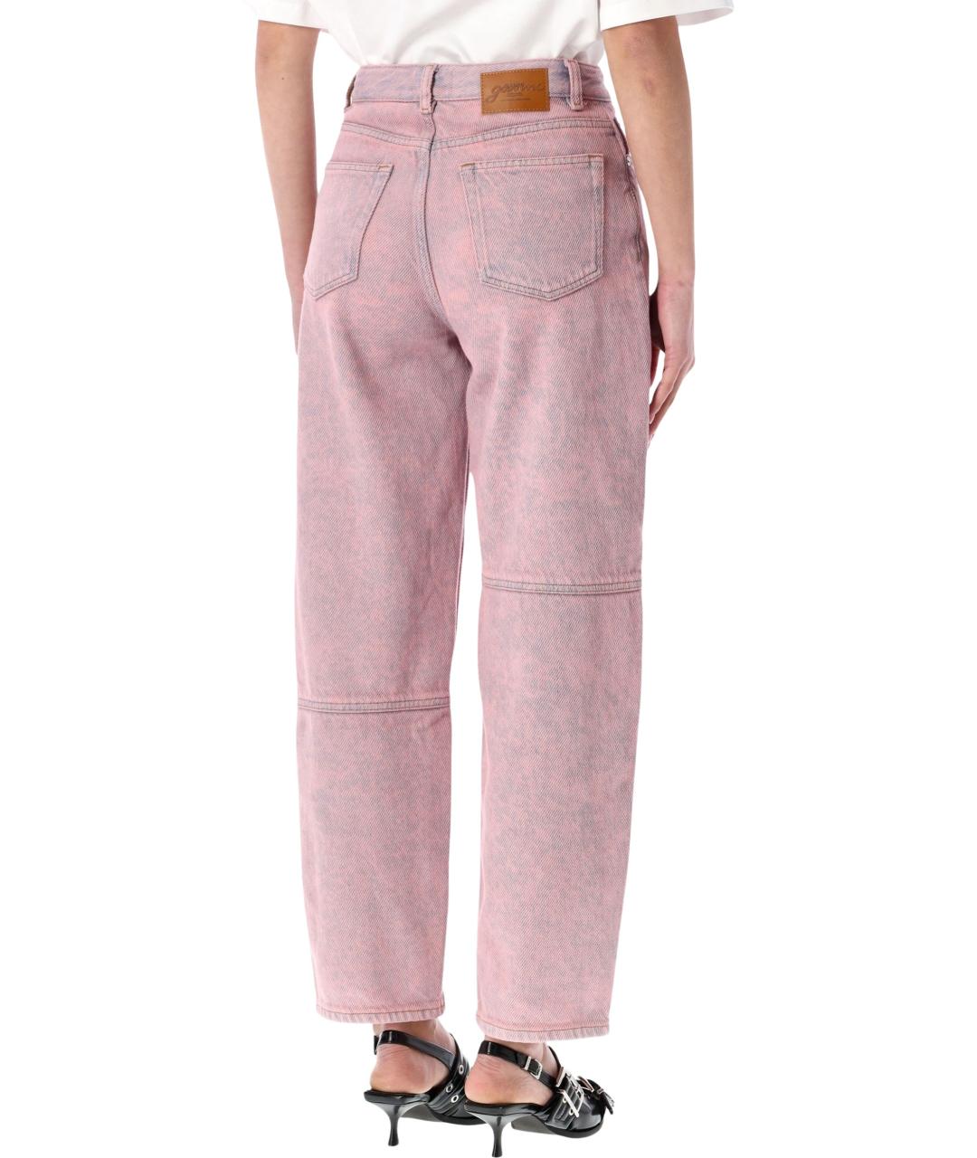 GANNI Розовые хлопковые прямые джинсы, фото 2