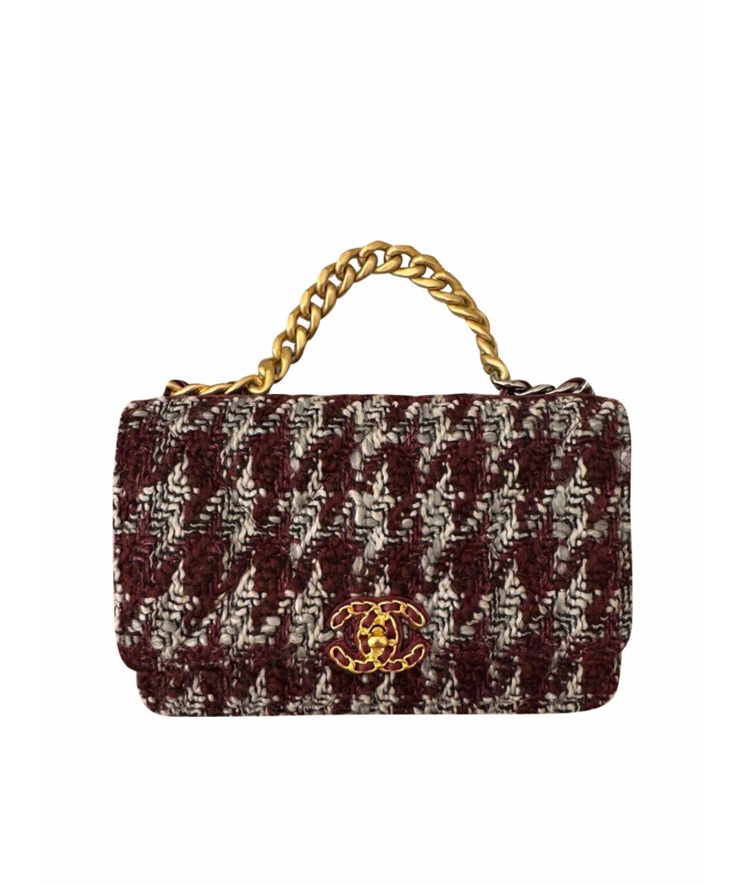 CHANEL Бордовая твидовая сумка через плечо, фото 1