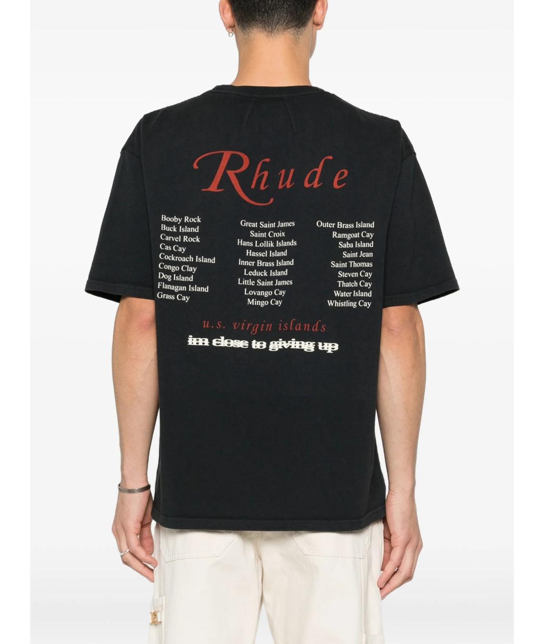 RHUDE Черная хлопковая футболка, фото 4