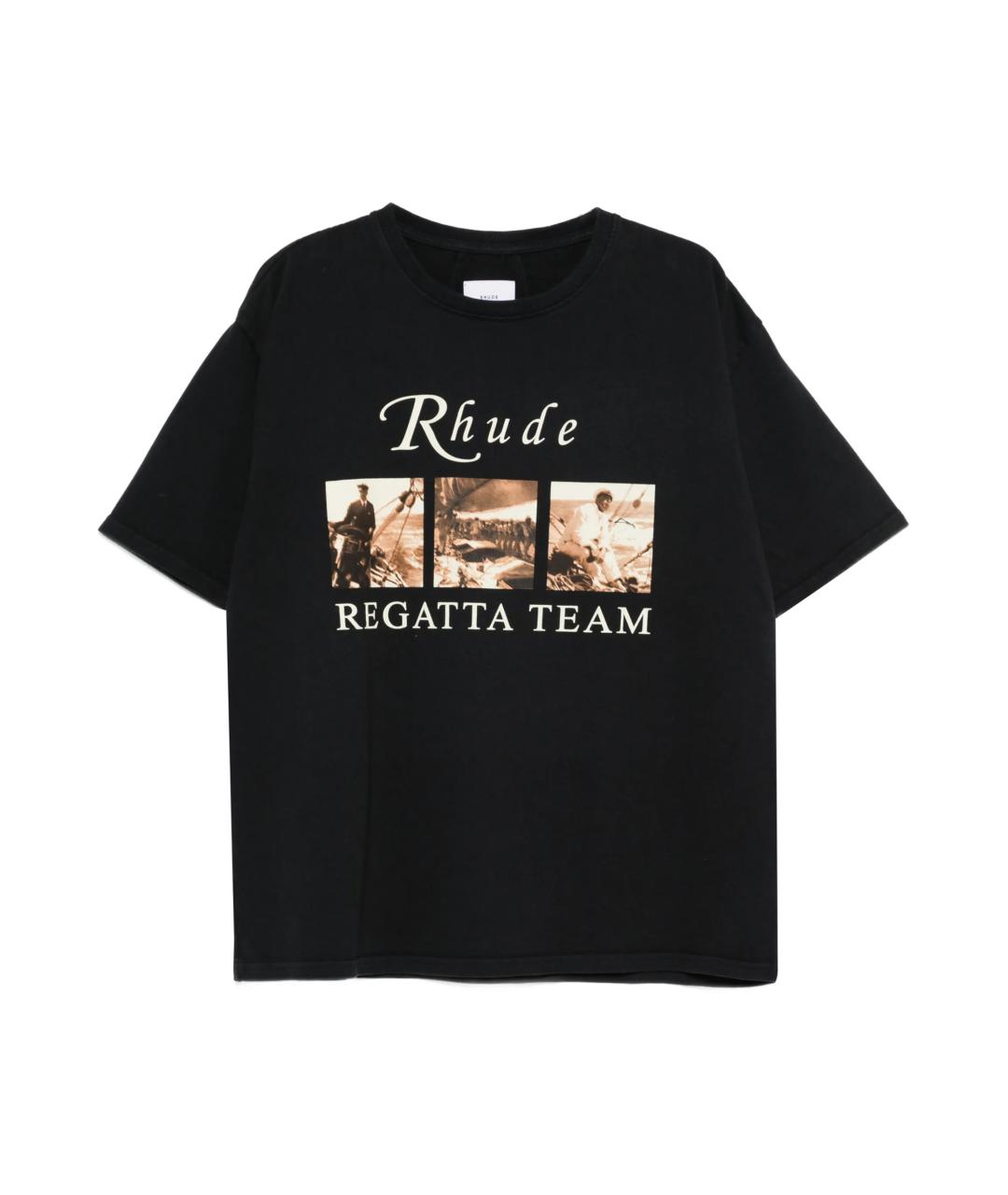 RHUDE Черная хлопковая футболка, фото 1