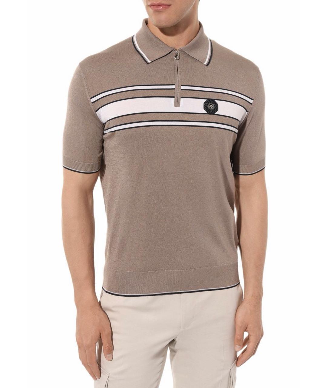 STEFANO RICCI Бежевое поло с коротким рукавом, фото 3