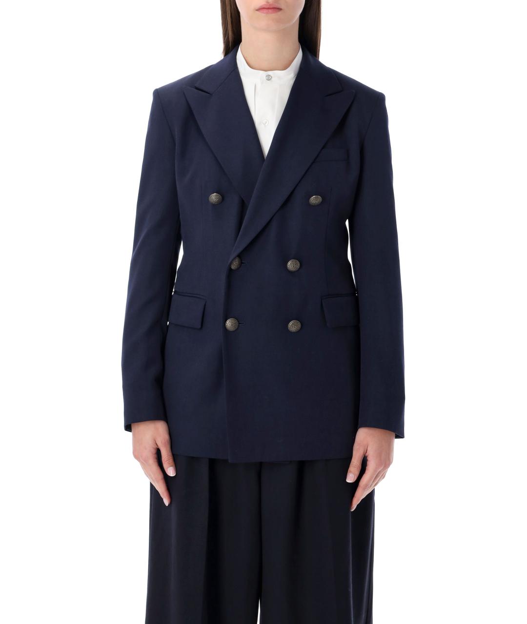 RALPH LAUREN Темно-синий шерстяной жакет/пиджак, фото 1