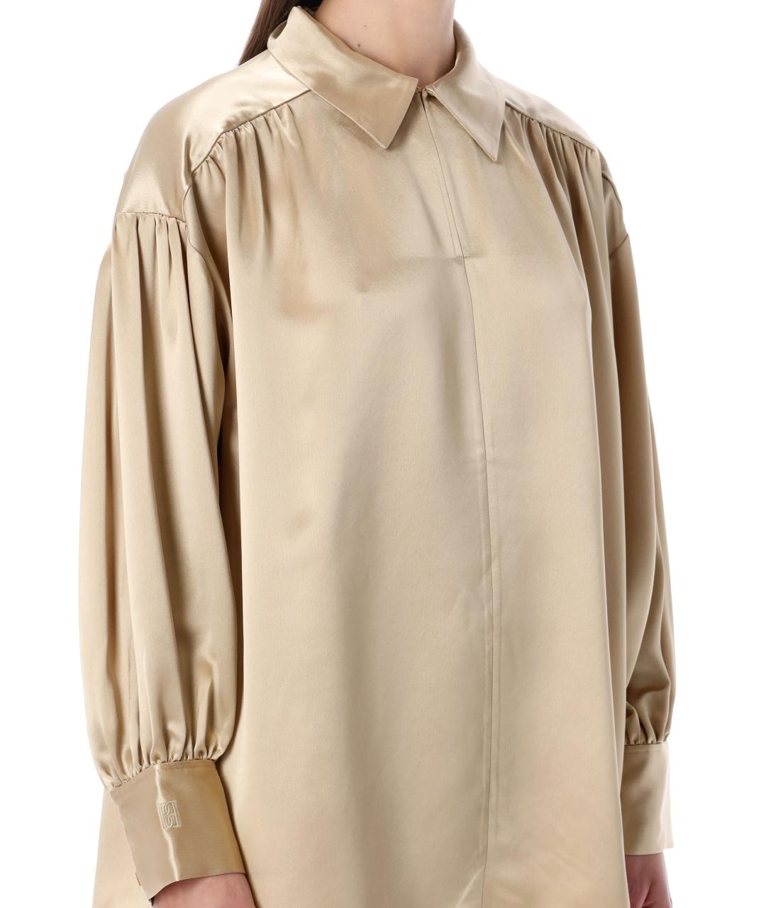 BY MALENE BIRGER Бежевая ацетатная рубашка, фото 4