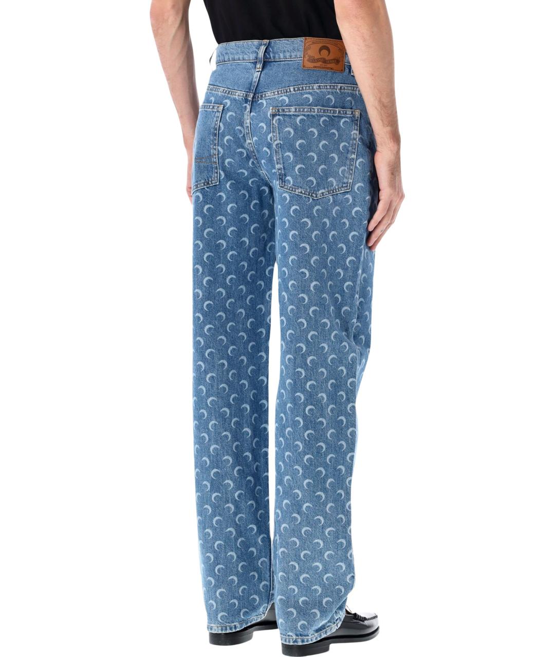 MARINE SERRE Голубые хлопковые прямые джинсы, фото 3