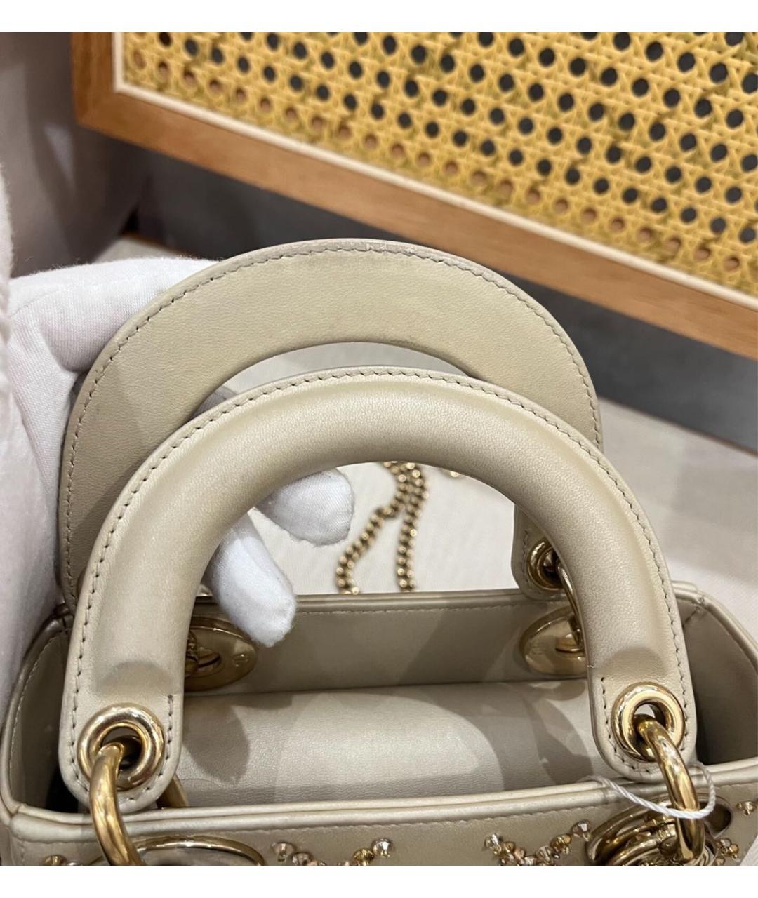 CHRISTIAN DIOR Золотая кожаная сумка с короткими ручками, фото 6