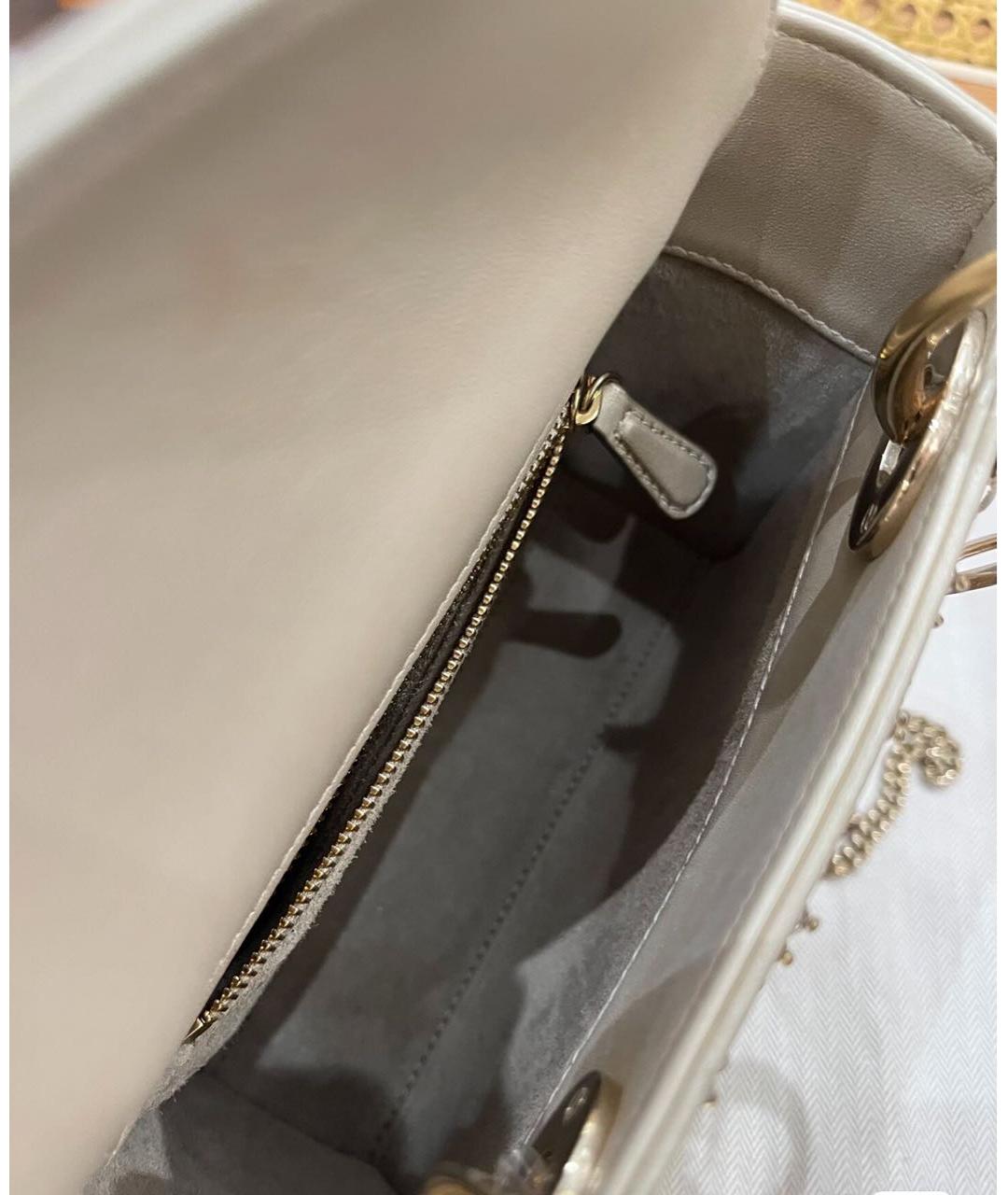 CHRISTIAN DIOR Золотая кожаная сумка с короткими ручками, фото 7