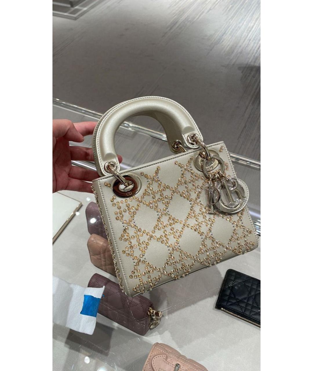 CHRISTIAN DIOR Золотая кожаная сумка с короткими ручками, фото 8