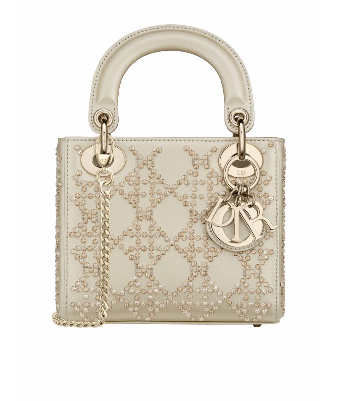 CHRISTIAN DIOR Золотая кожаная сумка с короткими ручками, фото 1