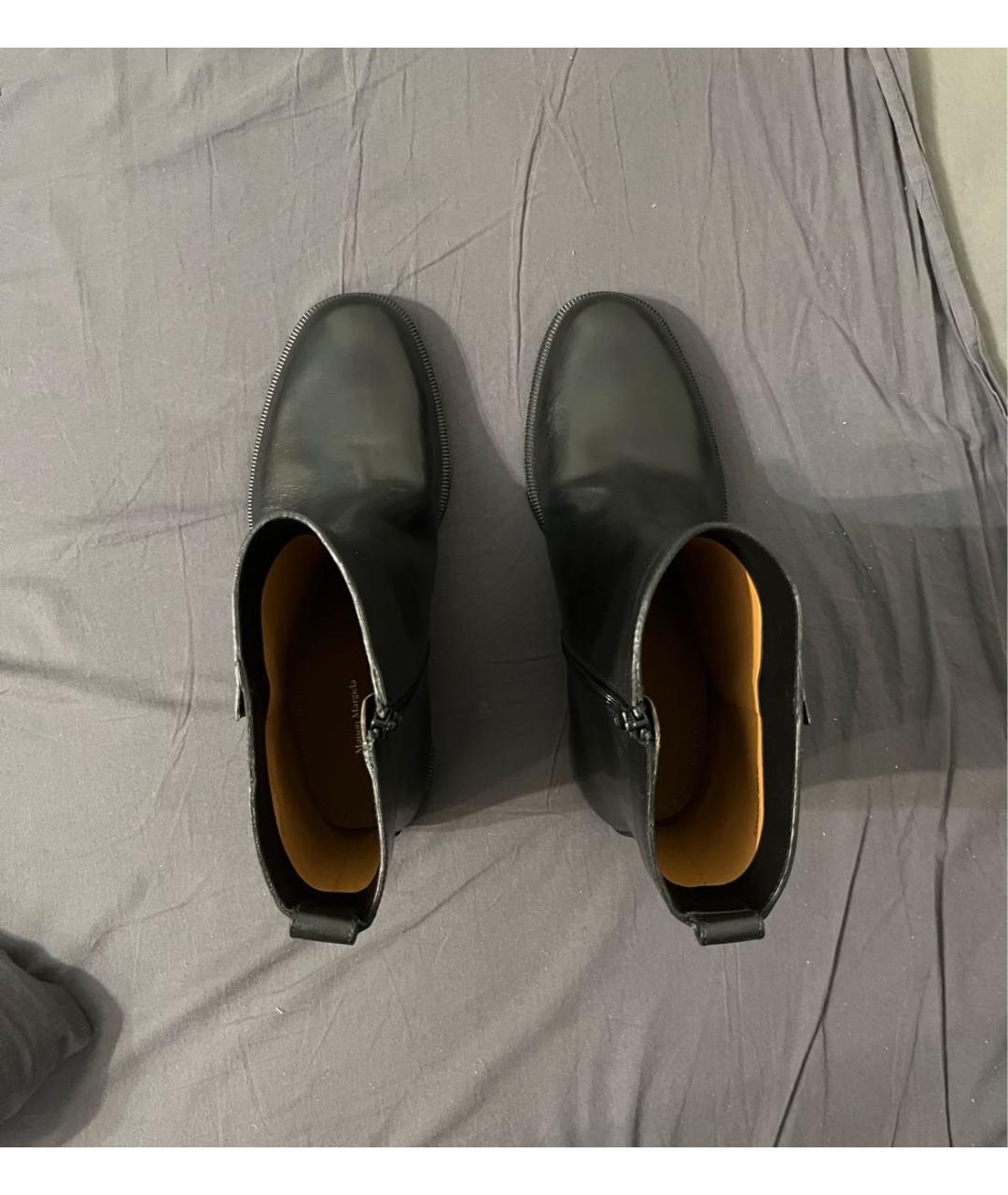 MAISON MARGIELA Черные кожаные высокие ботинки, фото 3