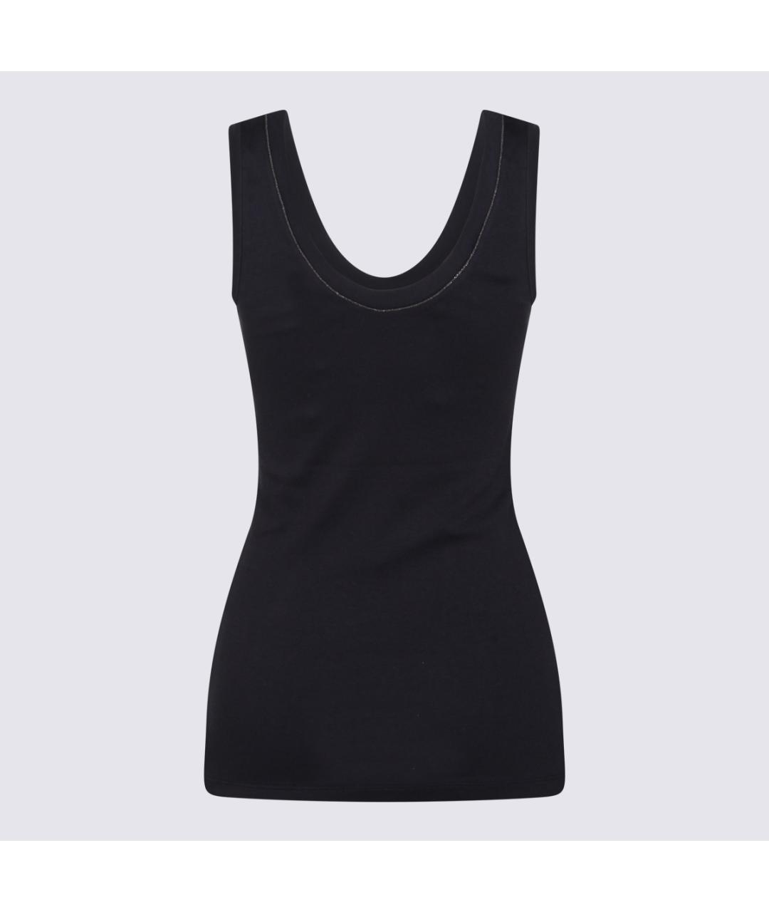 BRUNELLO CUCINELLI Черная хлопковая майка, фото 2