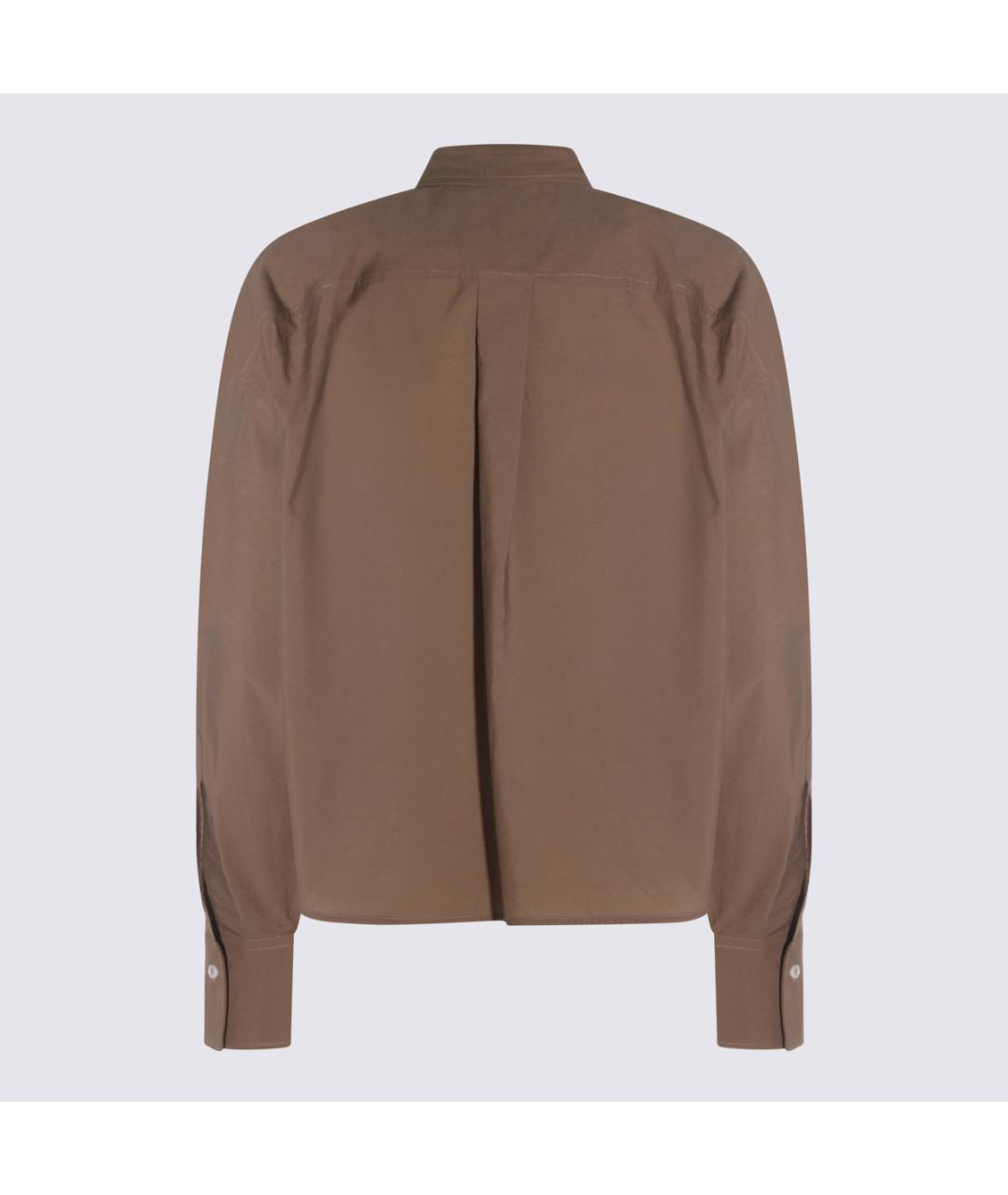 BRUNELLO CUCINELLI Бежевая хлопко-эластановая рубашка, фото 2