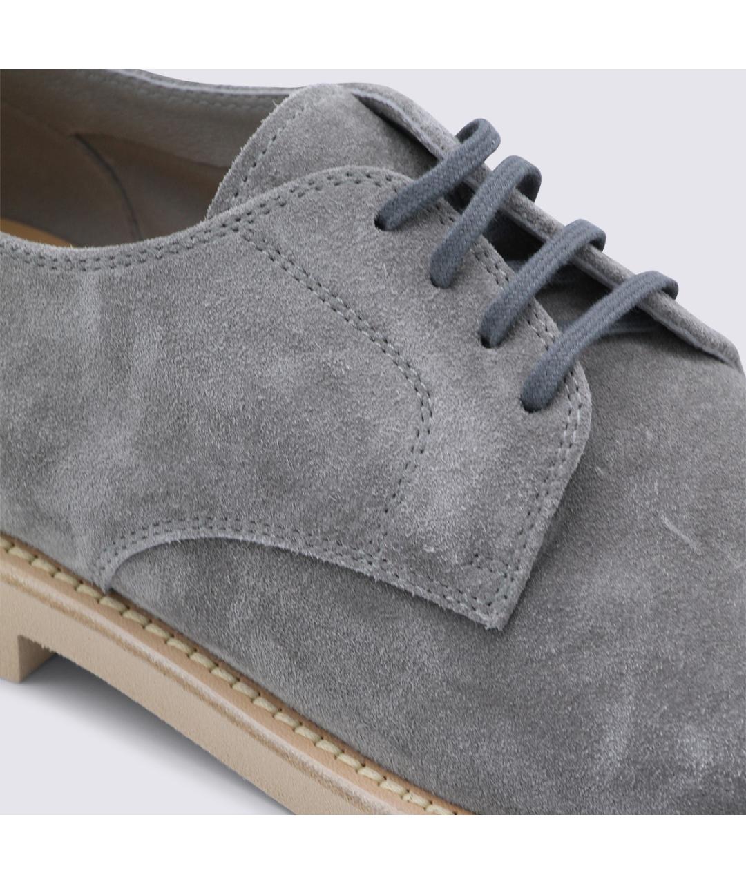 BRUNELLO CUCINELLI Серые замшевые низкие ботинки, фото 4