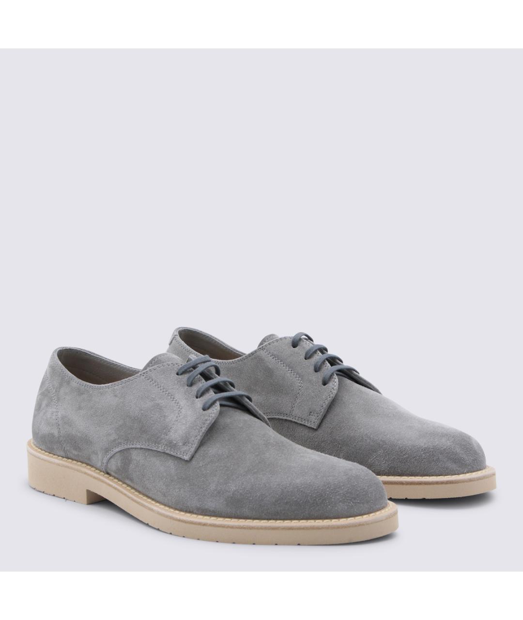 BRUNELLO CUCINELLI Серые замшевые низкие ботинки, фото 2