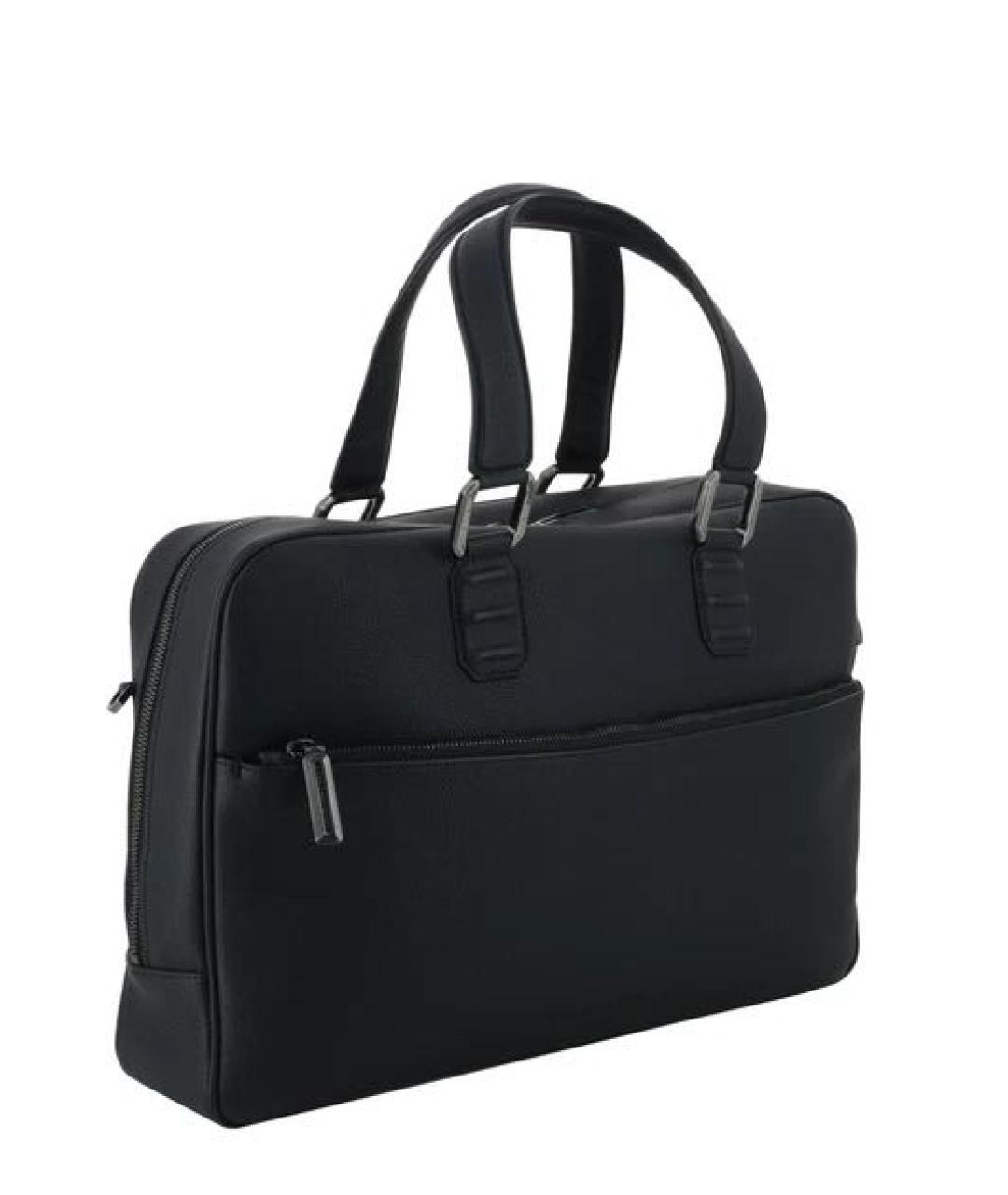 STEFANO RICCI Черный кожаный портфель, фото 3