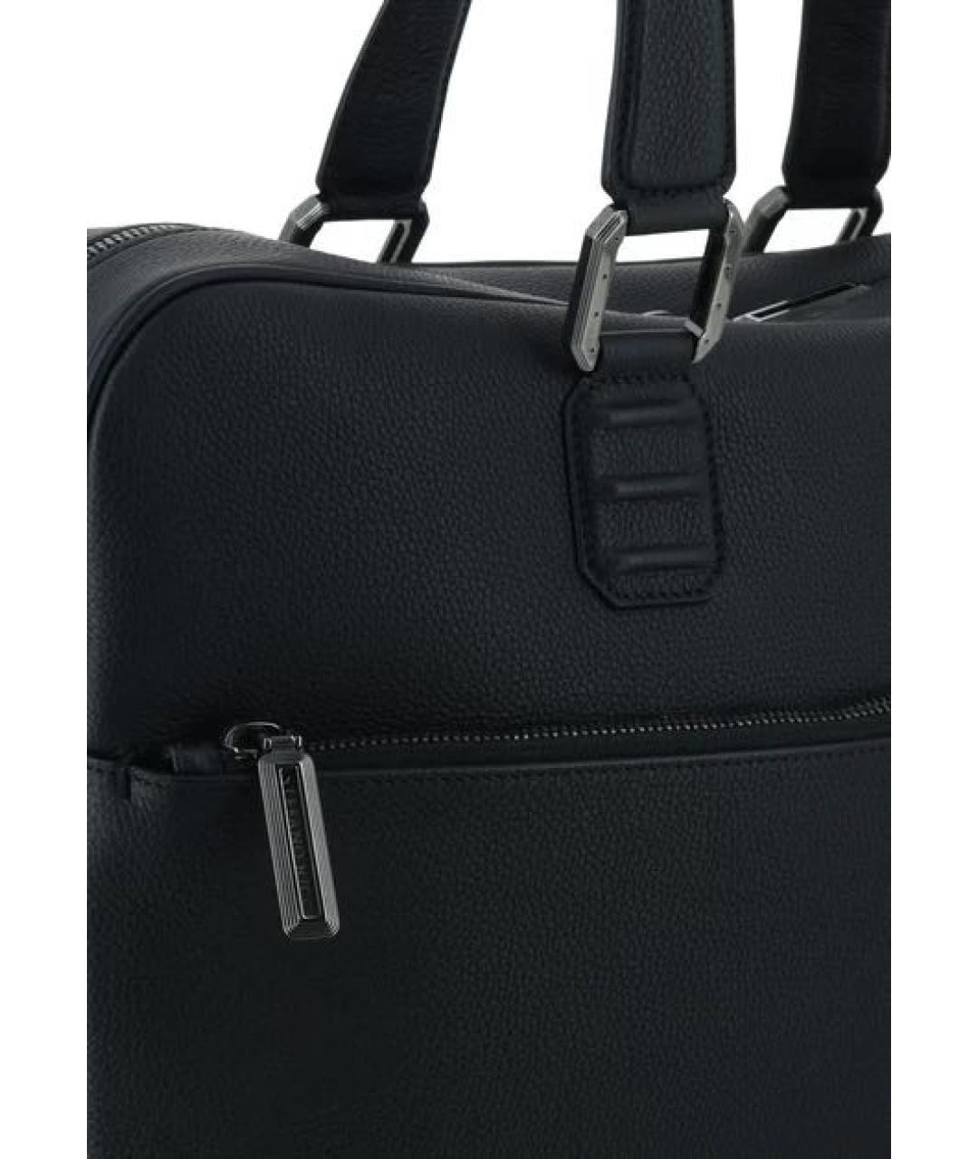 STEFANO RICCI Черный кожаный портфель, фото 4