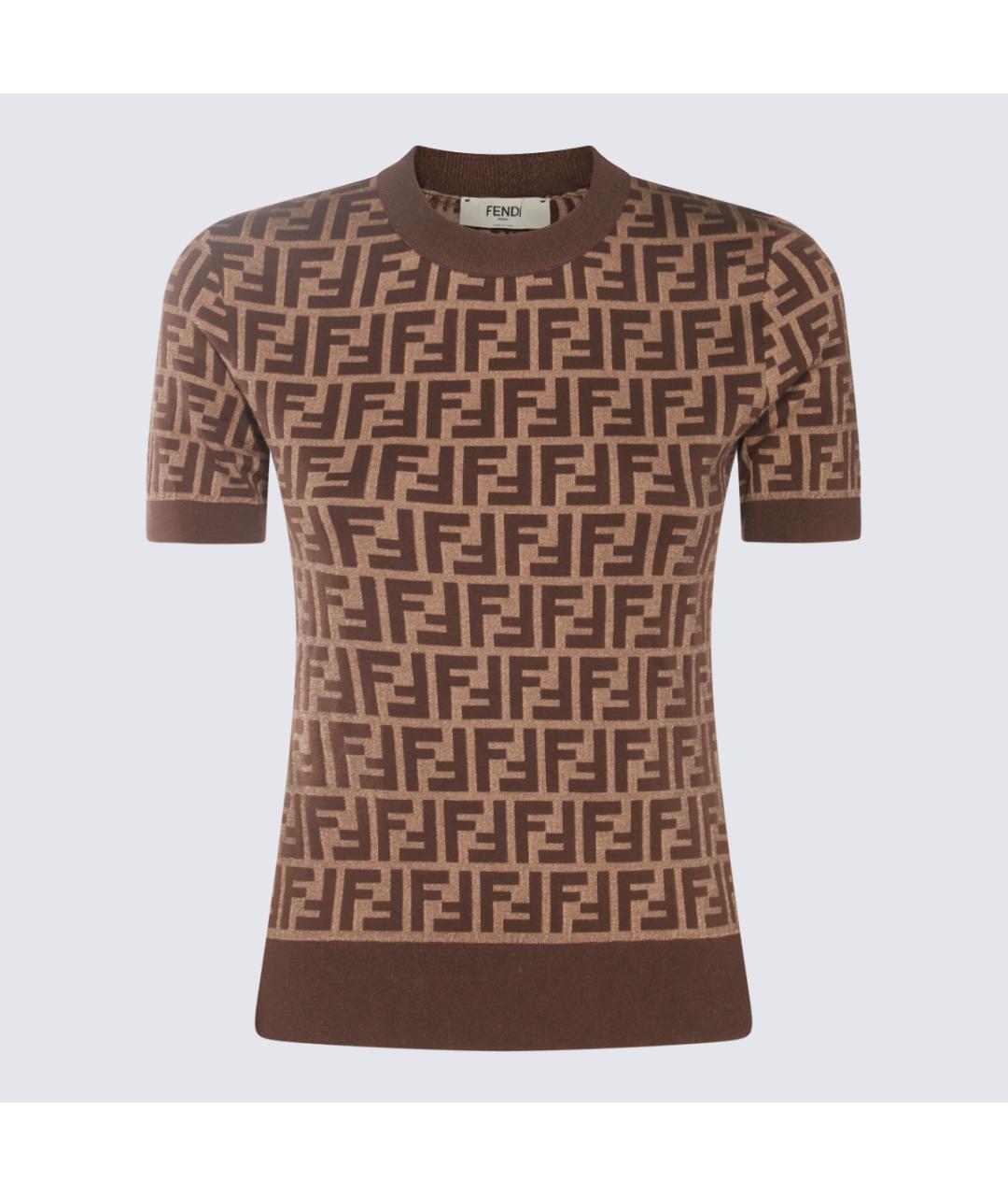 FENDI Коричневый хлопковый джемпер / свитер, фото 3
