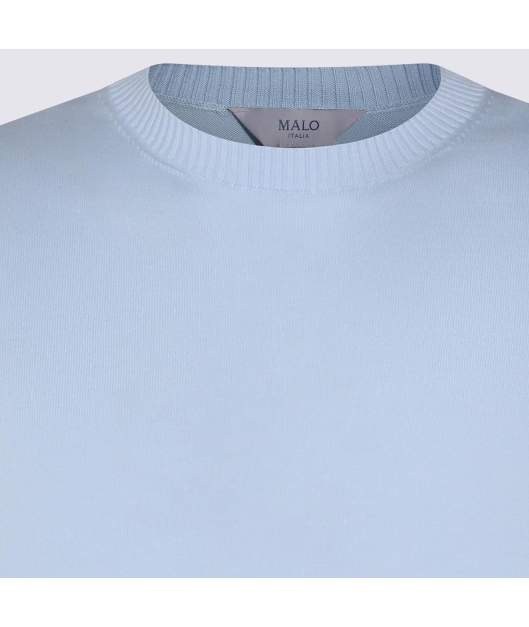 MALO Голубая хлопковая футболка, фото 3