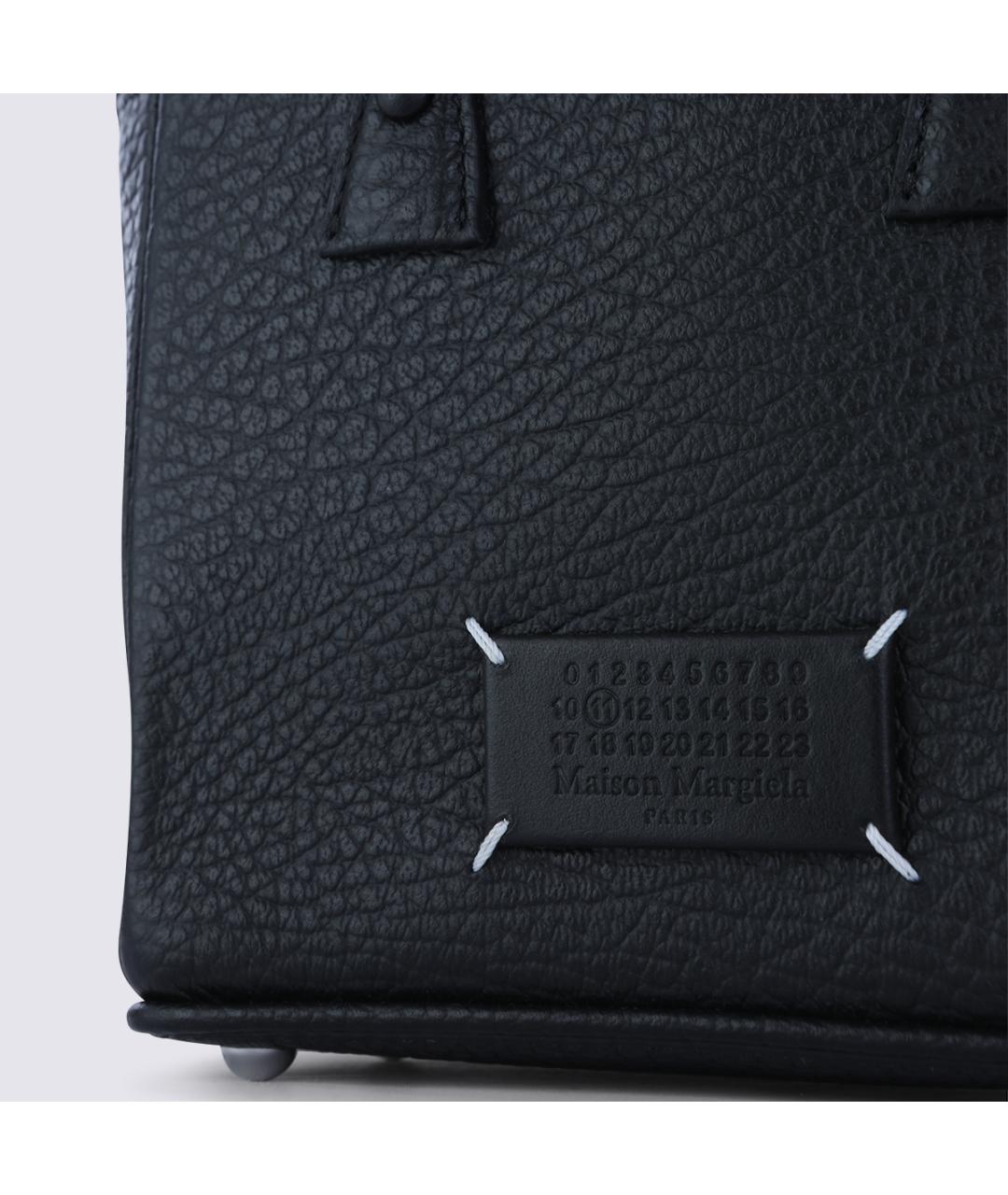 MAISON MARGIELA Черная кожаная сумка тоут, фото 4