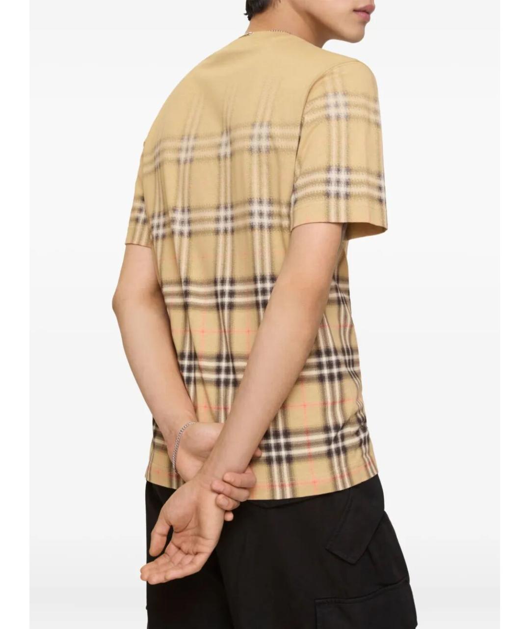 BURBERRY Бежевая хлопковая футболка, фото 3