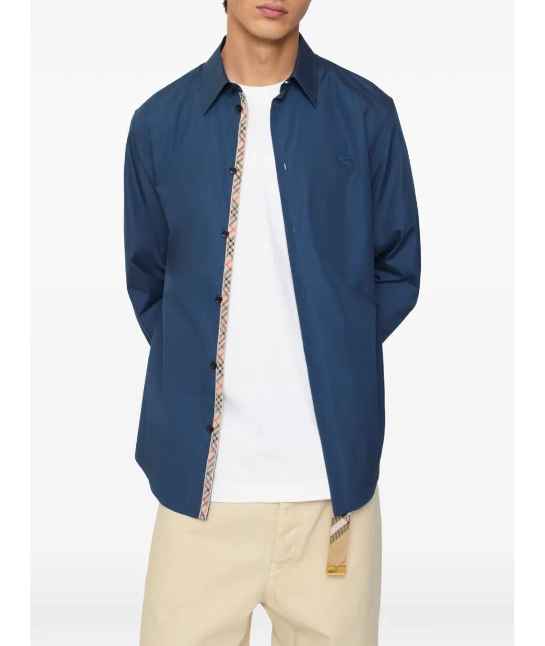 BURBERRY Синяя хлопковая кэжуал рубашка, фото 3