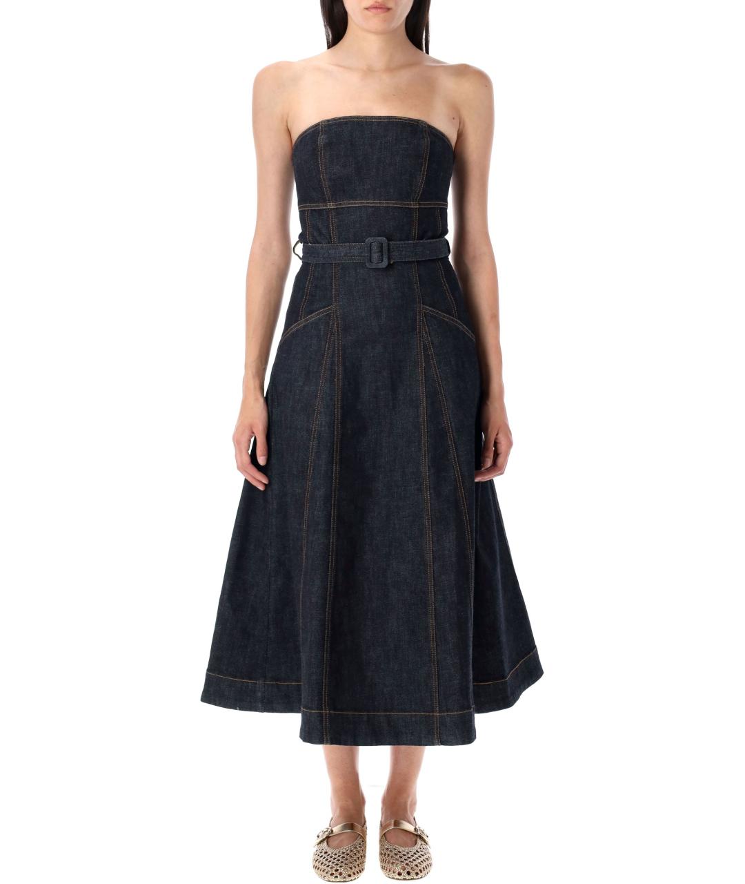 SELF-PORTRAIT Синее хлопковое повседневное платье, фото 2