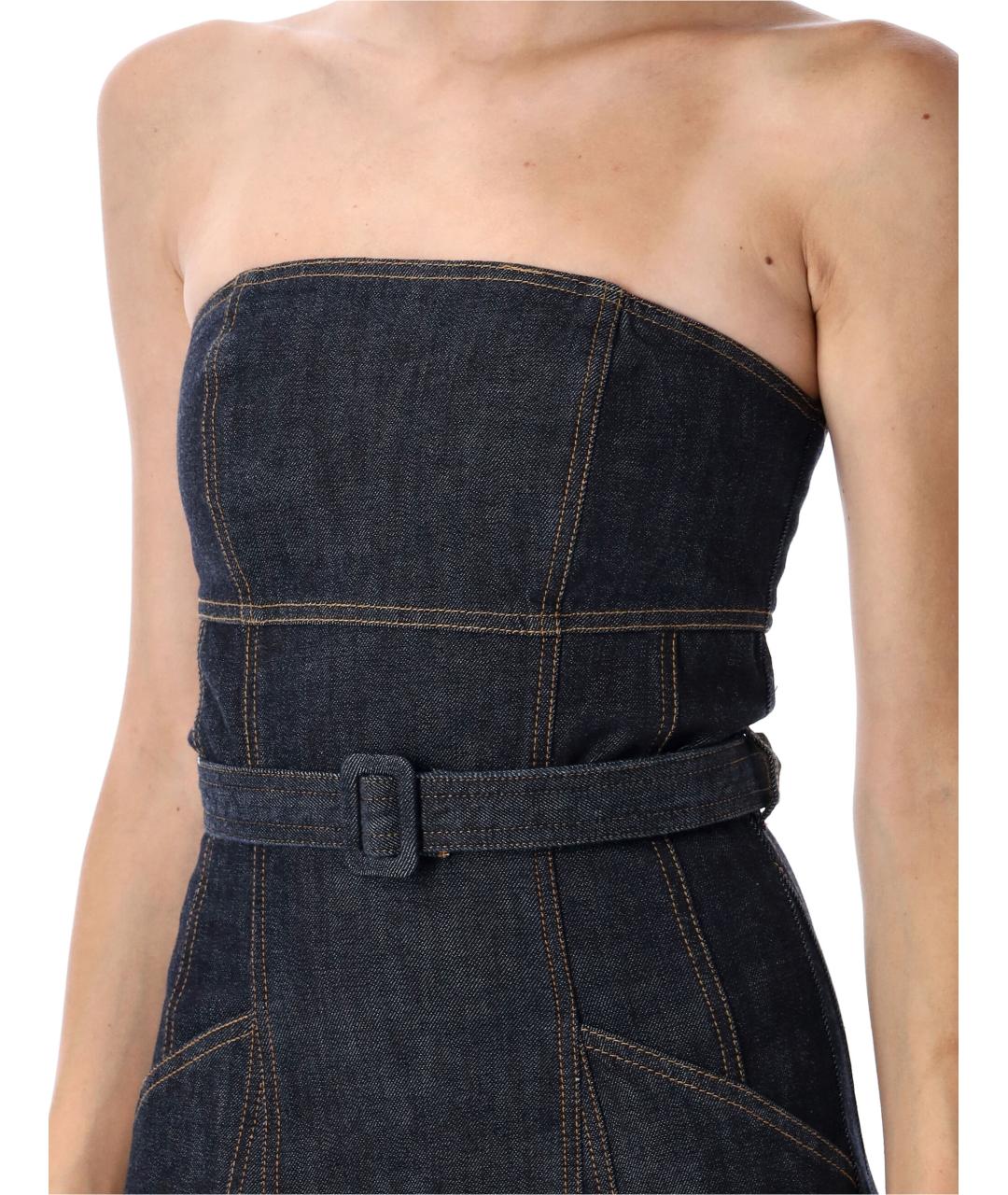 SELF-PORTRAIT Синее хлопковое повседневное платье, фото 4