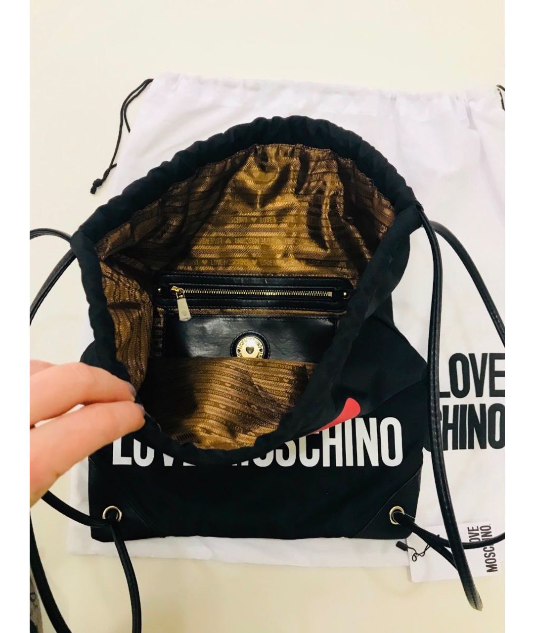 LOVE MOSCHINO Черный синтетический рюкзак, фото 3