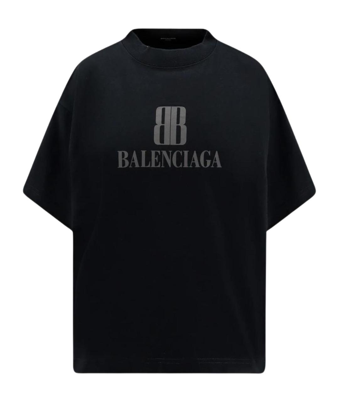 BALENCIAGA Черная хлопковая футболка, фото 1