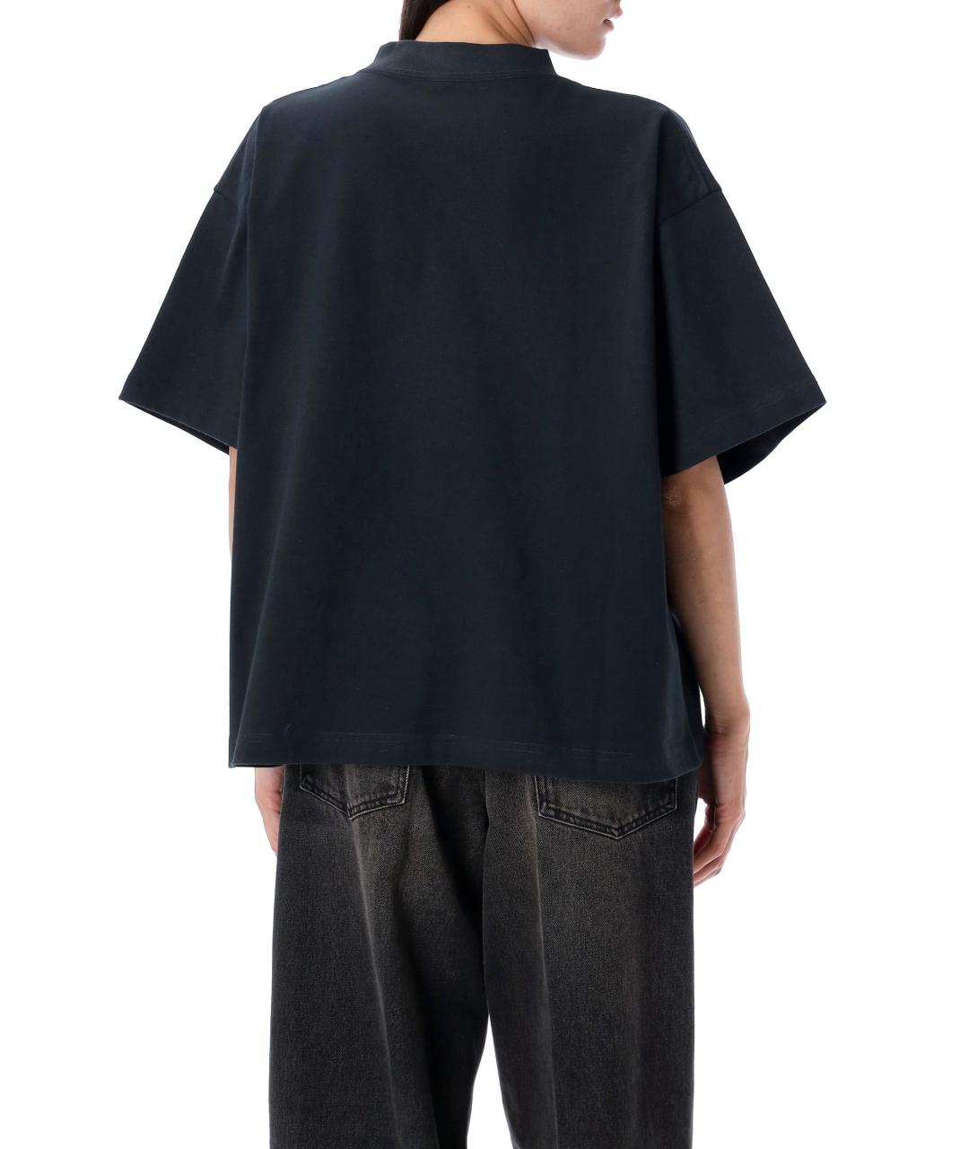 BALENCIAGA Черная хлопковая футболка, фото 3