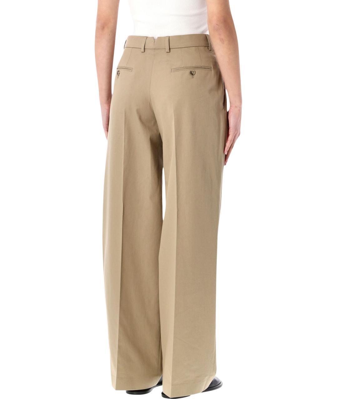 Ami Paris Бежевые хлопковые прямые брюки, фото 2