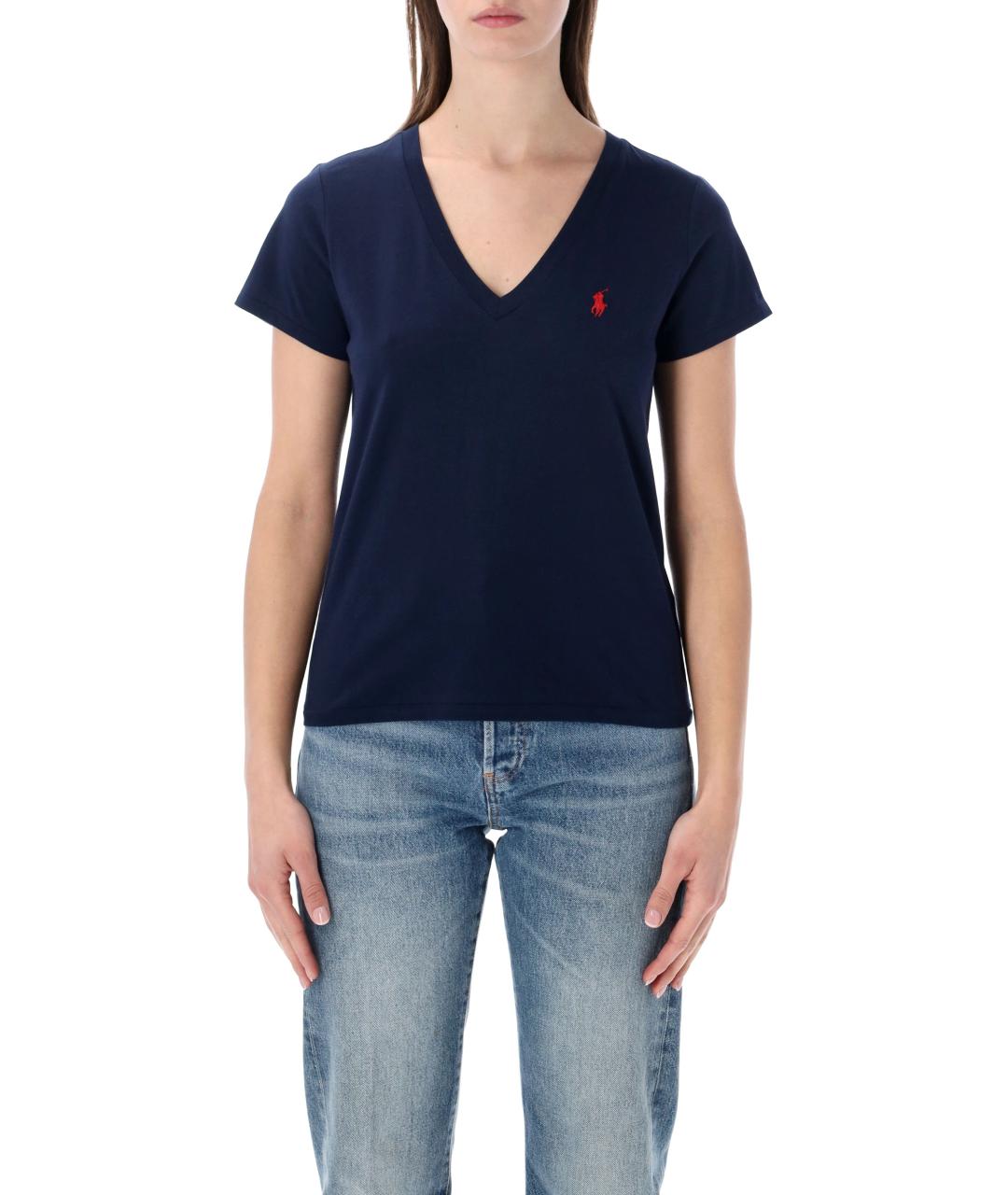 POLO RALPH LAUREN Синяя хлопковая футболка, фото 2