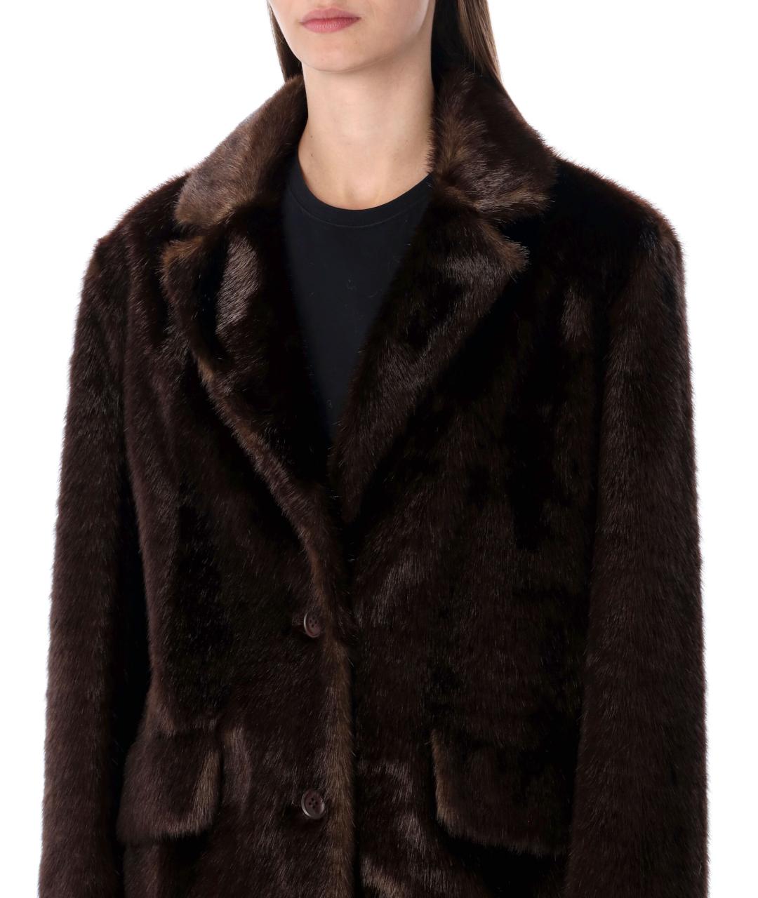 STAND STUDIO Коричневая полиэстеровая шуба, фото 4