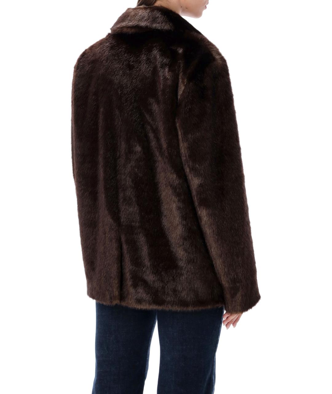 STAND STUDIO Коричневая полиэстеровая шуба, фото 3
