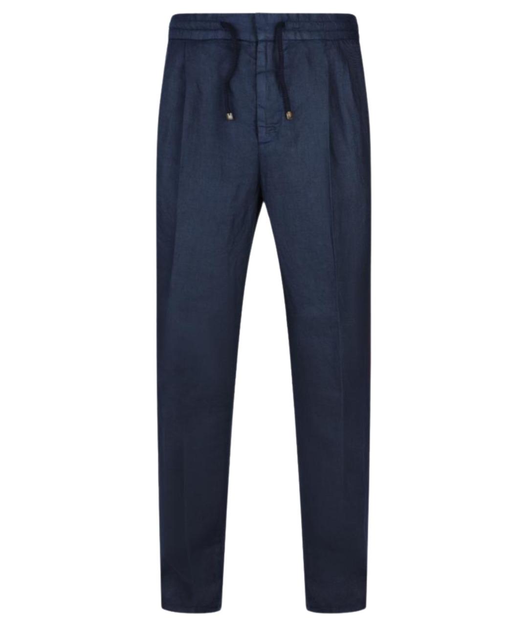 BRUNELLO CUCINELLI Синие льняные повседневные брюки, фото 1
