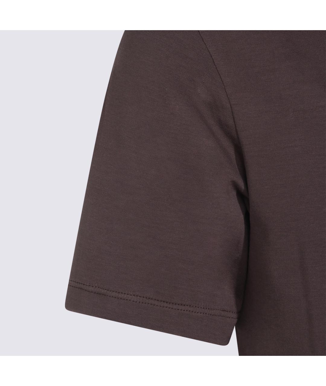 MALO Коричневая хлопковая футболка, фото 4
