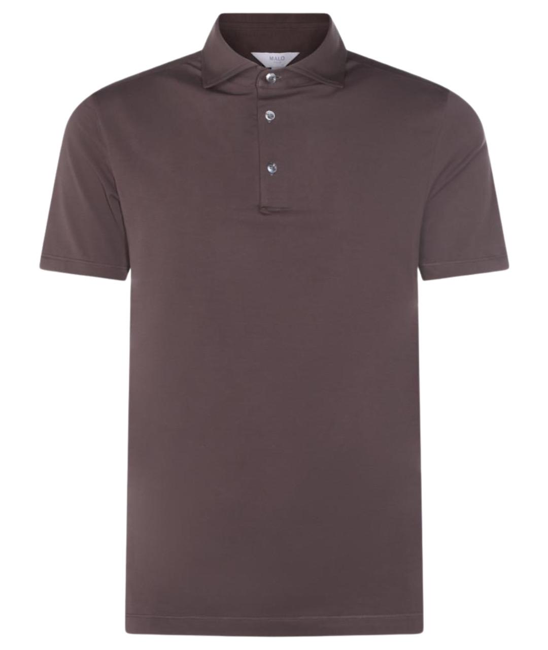 MALO Коричневая хлопковая футболка, фото 1