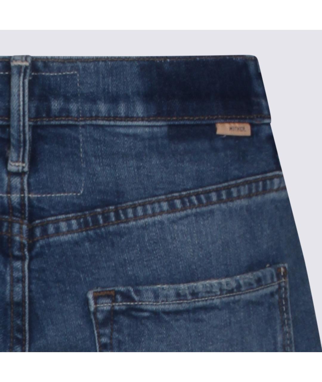 MOTHER Синие хлопковые прямые джинсы, фото 4