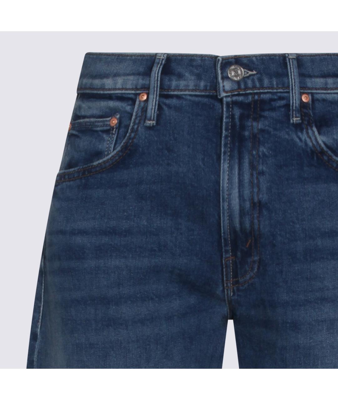 MOTHER Синие хлопковые прямые джинсы, фото 3