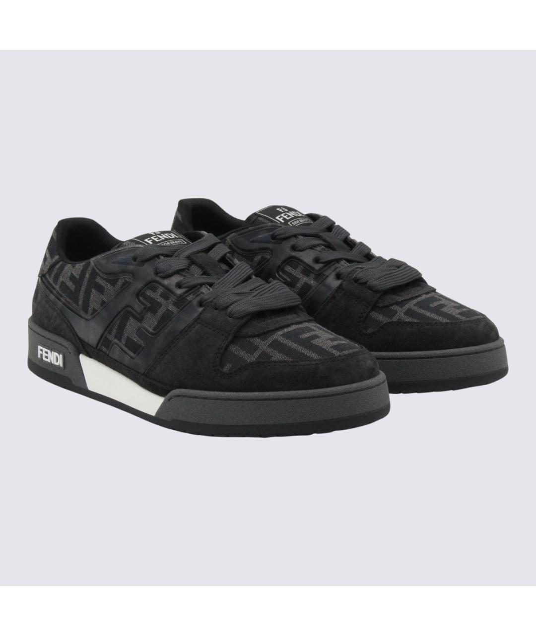 FENDI Черные кожаные низкие кроссовки / кеды, фото 2