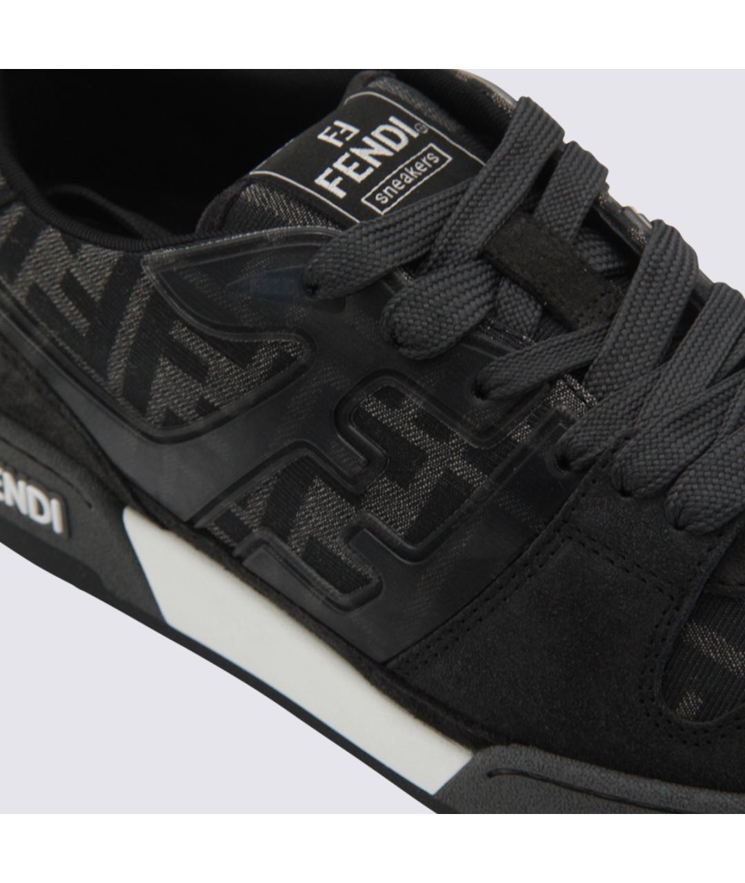 FENDI Черные кожаные низкие кроссовки / кеды, фото 4