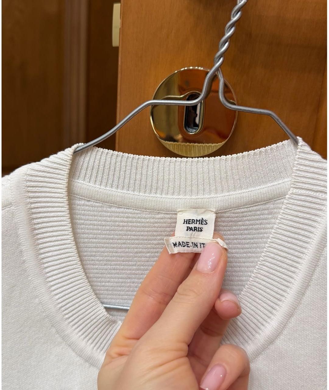 HERMES Белое хлопковое повседневное платье, фото 4