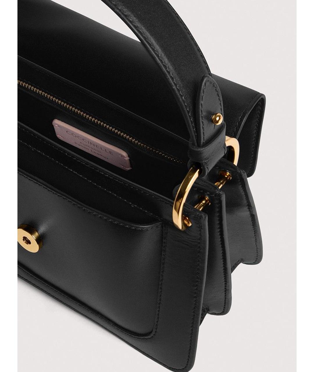 COCCINELLE Черная кожаная сумка с короткими ручками, фото 4