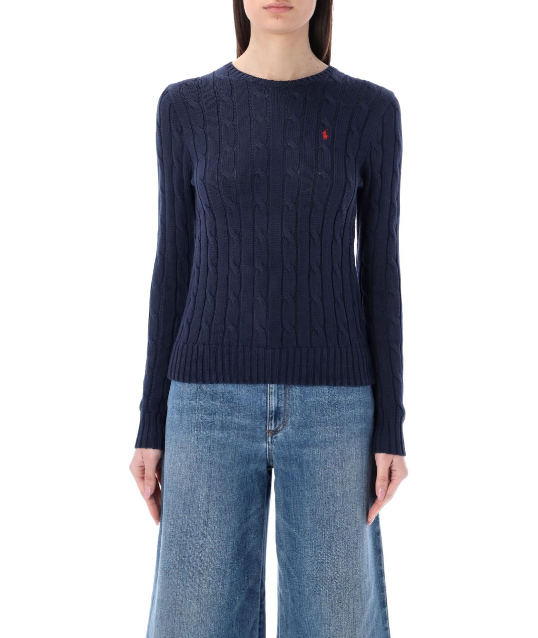 POLO RALPH LAUREN Темно-синий хлопковый джемпер / свитер, фото 2