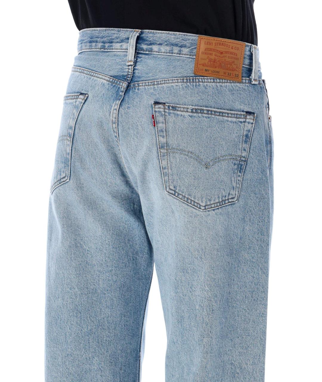 LEVI'S Голубые хлопковые прямые джинсы, фото 4