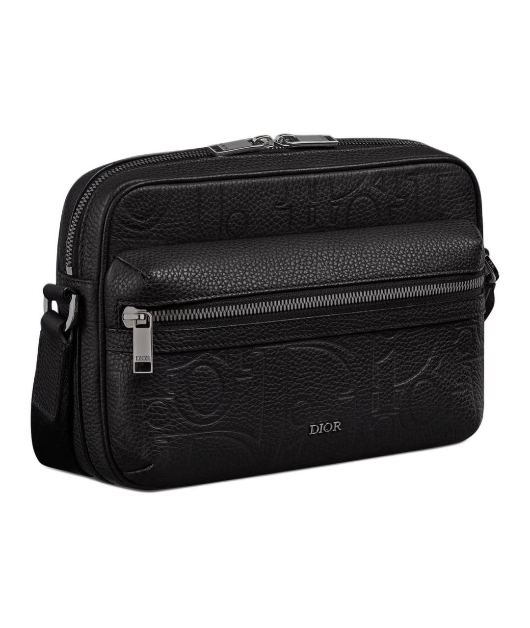 CHRISTIAN DIOR Черная кожаная сумка на плечо, фото 3