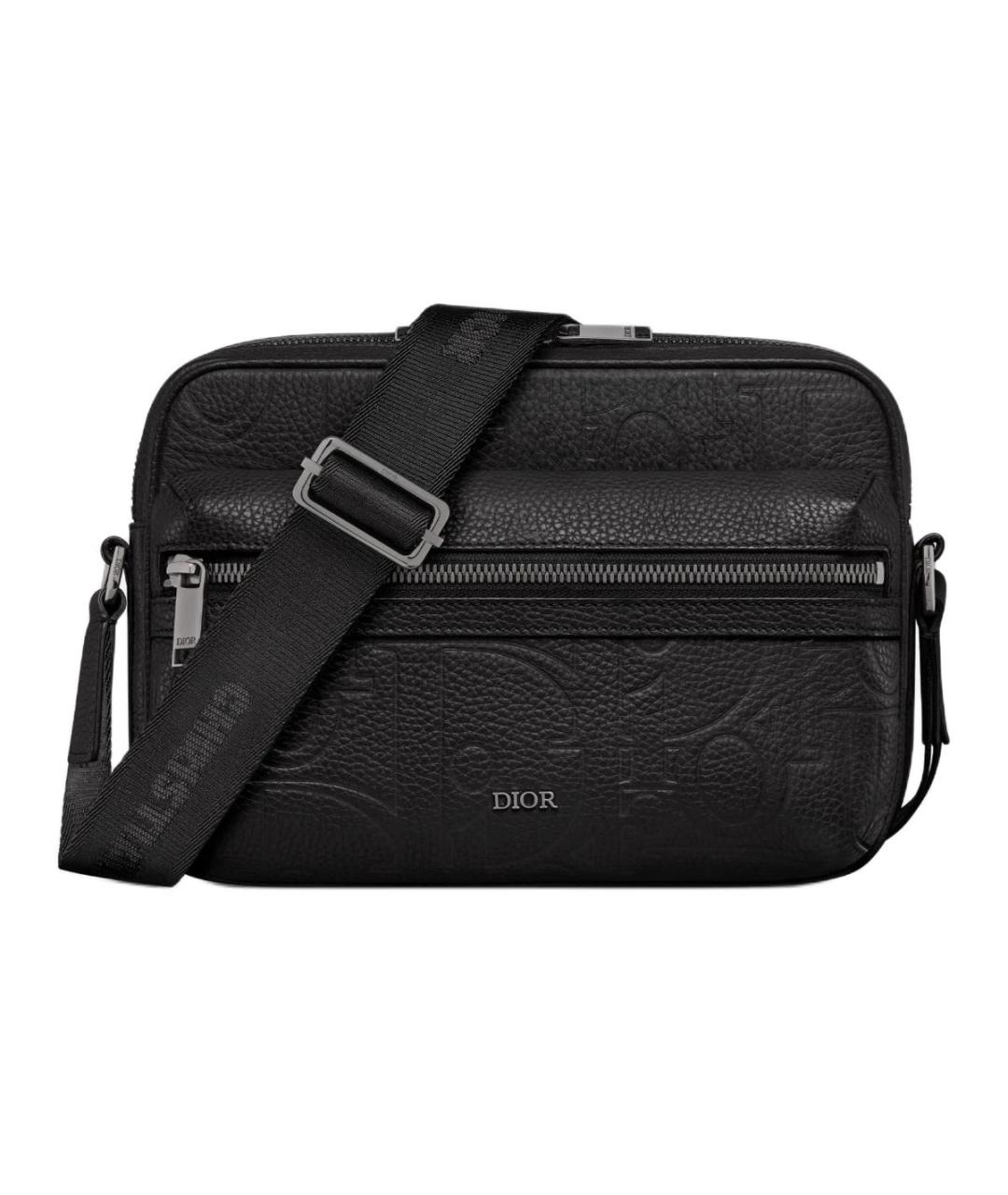 CHRISTIAN DIOR Черная кожаная сумка на плечо, фото 1