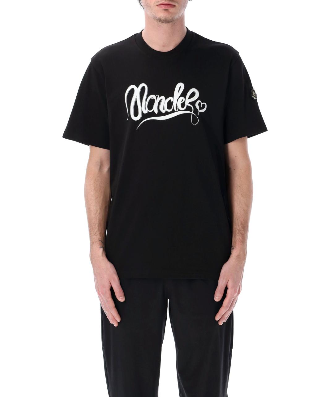 MONCLER Черная хлопковая футболка, фото 2